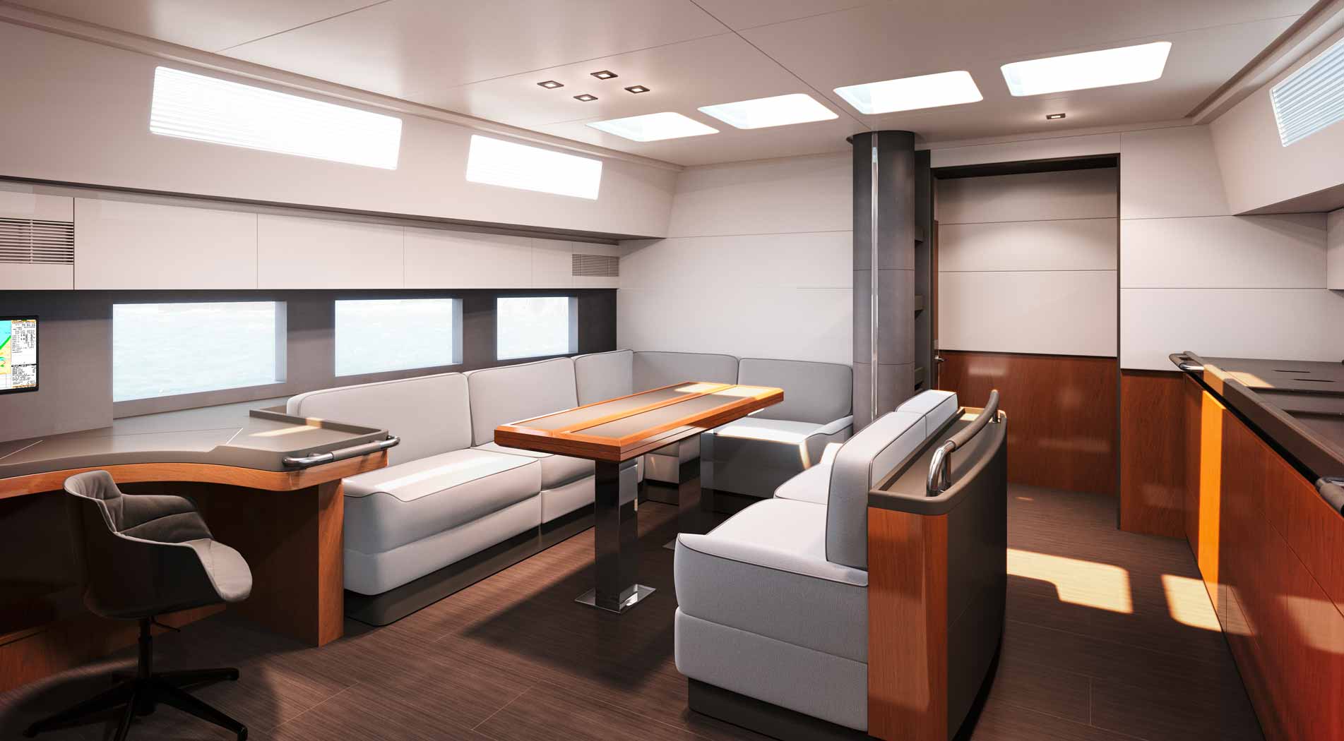 New Beneteau Oceanis Yacht 62 available at BJ Marine Beneteau Dealer for Ireland and Wales. Interior photo
